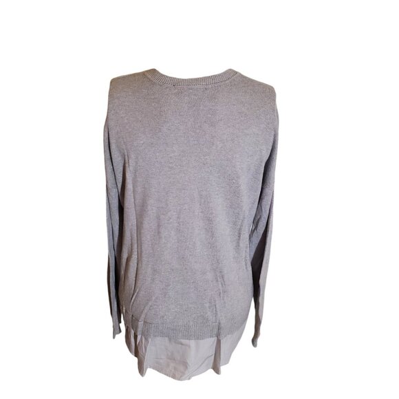 Peace of Cloth Argyle Sweater Cotton Cashmere Layered V neck Sweater Gray Sz M - Picture 3 of 5